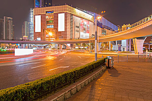 上海,建筑,风景,城市道路,夜景