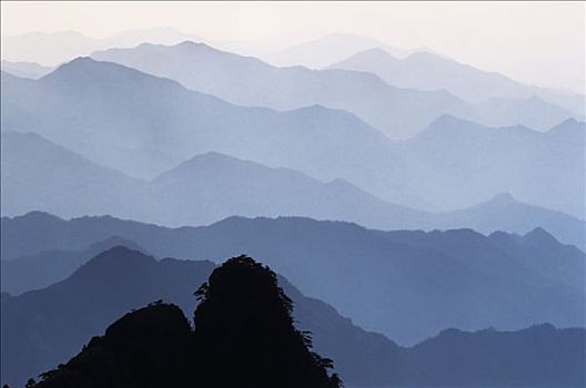 早晨,薄雾,黄山,安徽,中国,亚洲
