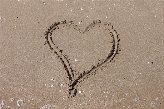 心形,海滩,浪漫,构图