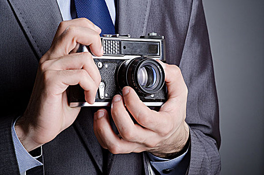 摄影师,男人,旧式,摄像机