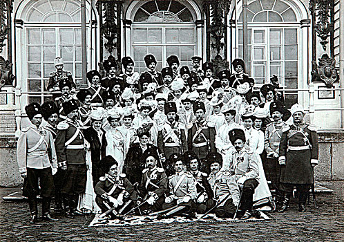 俄罗斯人,皇家,家庭,户外,凯瑟琳宫,俄罗斯,早,20世纪