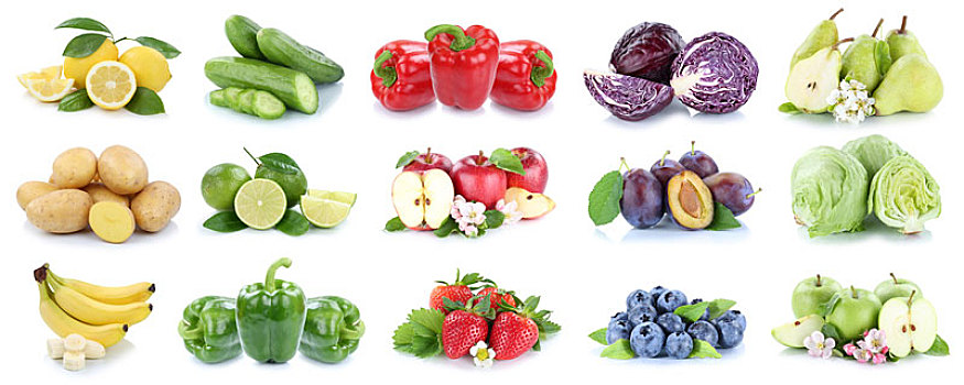 果蔬,水果,苹果,柠檬,草莓,彩色,抽象拼贴画,抠像,隔绝