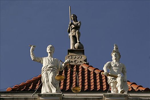 雕塑,建筑,靠近,市场,历史名城,中心,格丹斯克,波兰,欧洲