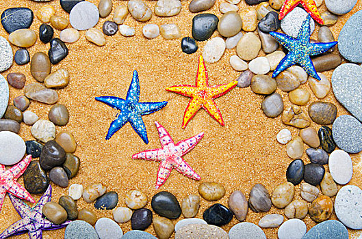 海星,鹅卵石,沙滩