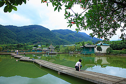 垂钓,钓鱼,水池