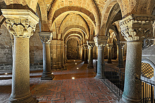 柱子,地下,异教,地穴,10世纪,大教堂,墓地,拉齐奥,意大利,欧洲