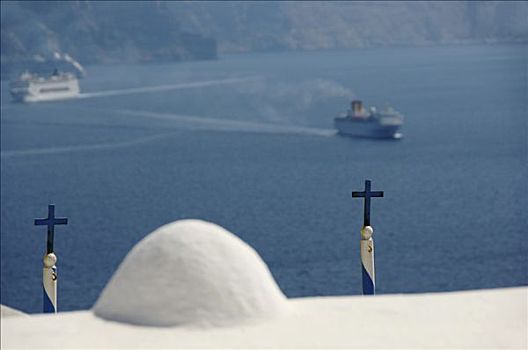 十字架,风景,锡拉岛,基克拉迪群岛,爱琴海,希腊