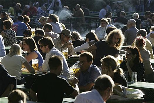 慕尼黑,2005年,人,秋天,太阳,著名,啤酒坊