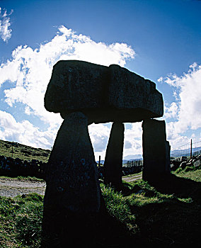 巨石墓,爱尔兰,新石器时代,门口,墓地