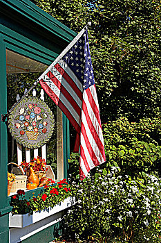 美国国旗,正面,商店,三明治,科德角,马萨诸塞,美国