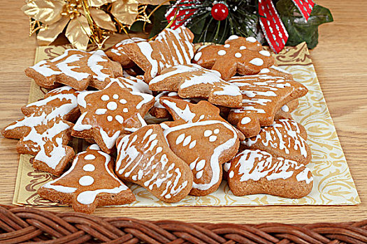 圣诞节,姜饼,装饰,木桌子