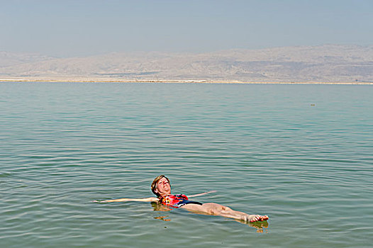 浴,游泳,游客,死海,以色列,中东
