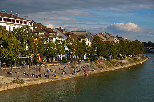 风景,上方,莱茵河,巴塞尔,瑞士,欧洲