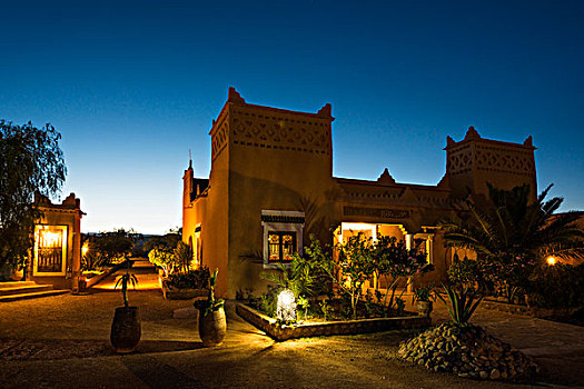 风格,酒店,黎明,蓝色,钟点,达德斯谷,摩洛哥,非洲