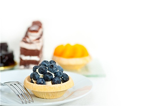 蓝莓,奶油,杯形蛋糕