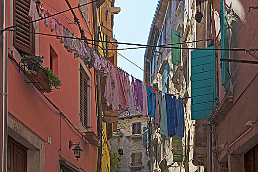 洗衣服,弄干,线条,小路,老城,伊斯特利亚,克罗地亚,欧洲