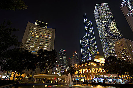 雕塑,广场,香港,建筑,老,中银大厦,中心,罪孽,左边,右边,市中心,亚洲