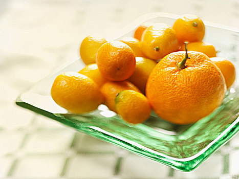 柑橘,围绕,金橘,玻璃板