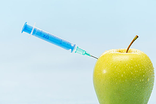 青苹果,注射器,转基因,食物