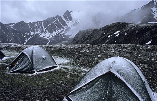 露营,山峦,吉尔吉斯斯坦