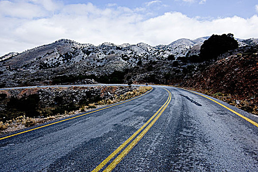 道路,投掷,山峦,克里特岛