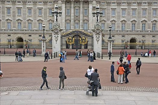 游客,正面,白金汉宫,伦敦,英格兰,英国,欧洲