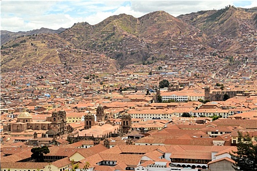 红色,屋顶,历史,中心,库斯科市,秘鲁