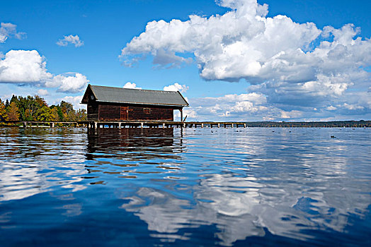 船库,施塔恩贝格湖,上巴伐利亚,巴伐利亚,德国,欧洲