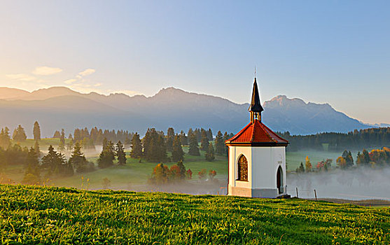 小教堂,看,湖,靠近,巴伐利亚,德国,欧洲