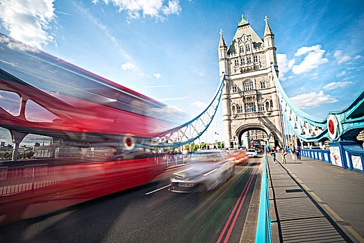 红色,双层巴士,塔桥,动感,伦敦,英格兰,英国