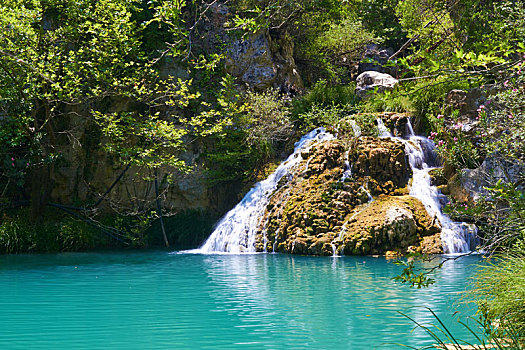 自然,瀑布,湖,区域,希腊