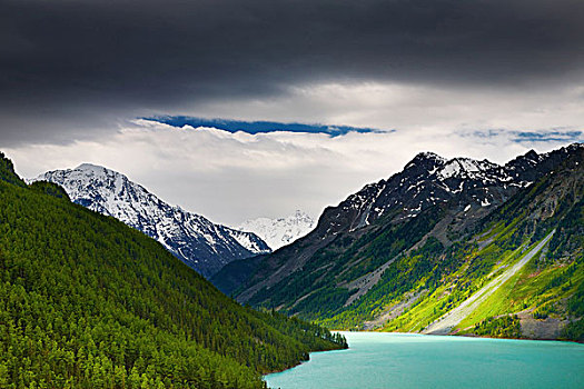 山景,湖,乌云