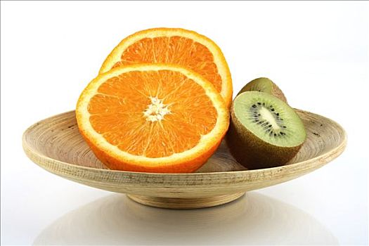 橘子,猕猴桃,碗