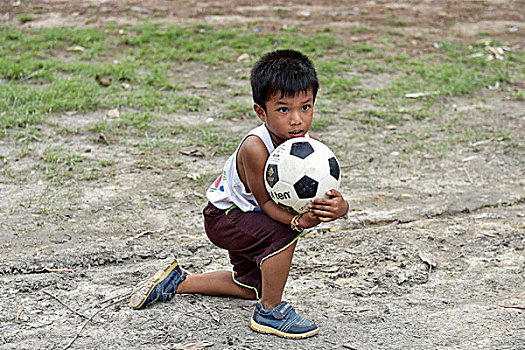 男孩,足球,手臂,苏梅岛,泰国,亚洲