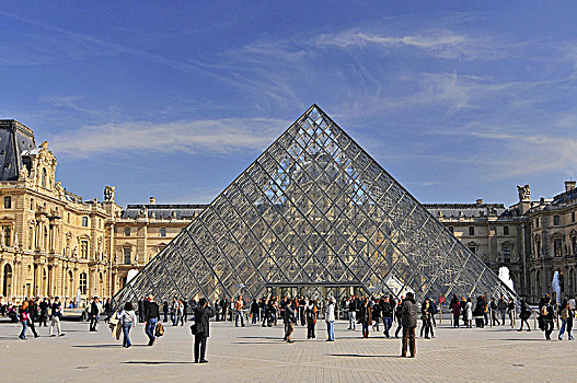 风景,院落,卢浮宫,金字塔,宫殿,巴黎,法国