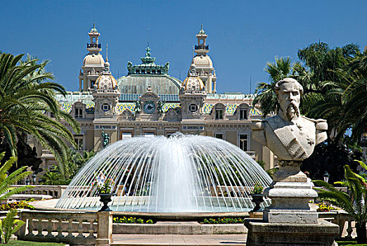 喷泉,正面,赌场,蒙特卡洛,摩纳哥,欧洲