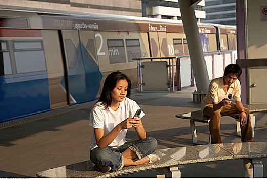 人,手机,曼谷,泰国