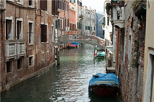 风景,古老,建筑,狭窄,运河,威尼斯