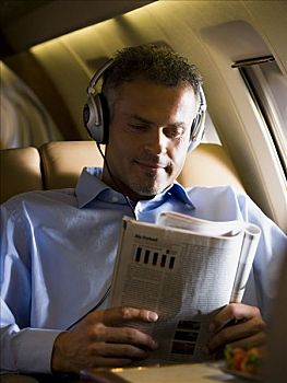 长者,读,杂志,飞机