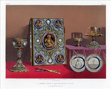 福音书,封面,教会,19世纪,莫斯科,艺术家
