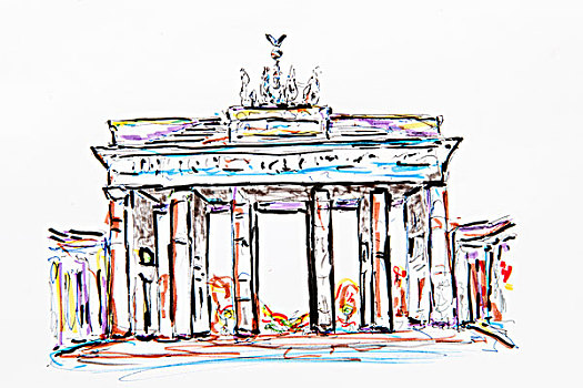 勃兰登堡门,柏林,德国,绘画