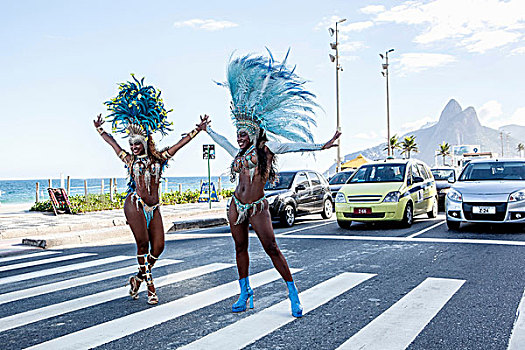 停,交通,伊帕内玛海滩,里约热内卢,巴西