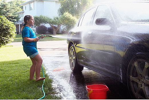 女孩,洗,汽车