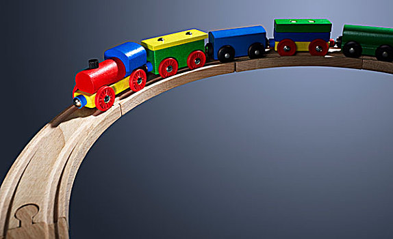 彩色,木制玩具,列车,轨道