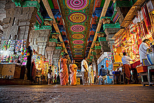 印度,马杜赖,市场货摊,销售,供品,庙宇