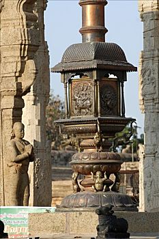 铜,旗杆,庙宇,坦贾武尔,泰米尔纳德邦,印度