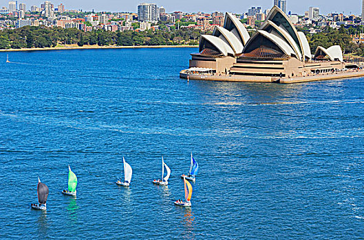 帆船,正面,悉尼歌剧院,悉尼,新南威尔士,澳大利亚,大洋洲