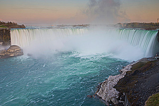 马蹄铁瀑布,尼亚加拉河,黄昏,尼亚加拉瀑布,安大略省,加拿大