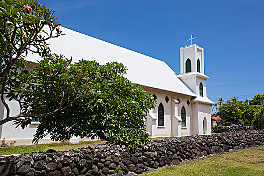 教堂,城镇,半岛,莫洛凯岛,夏威夷