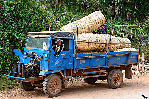 卡劳,卡车,篮子,掸邦,缅甸